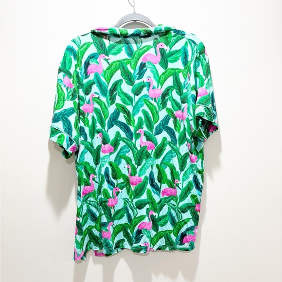 Little Sleepies Flamingo and Leaf Print Tropical Pajama Shirt Bamboo Spandex XL - Picture 2 of 4